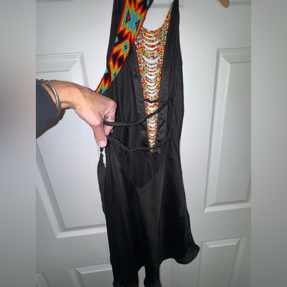 Sotto Couture  Artisan Hand Beaded Halter Dress — Vintage Wearable Textile Art - Picture 8 of 13